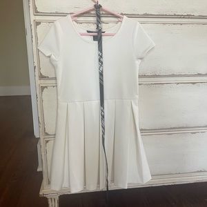 Cream pleated dress with belt